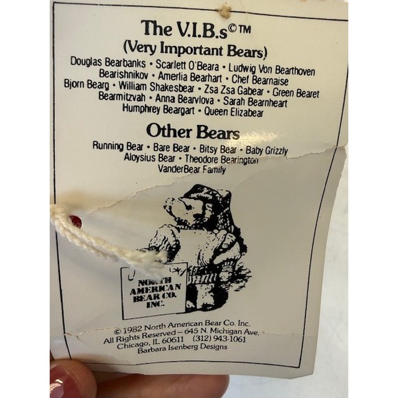 North American Bear Sarah Bearnheart VIB Plush w/ Tag Vintage 1982 - Picture 4 of 8